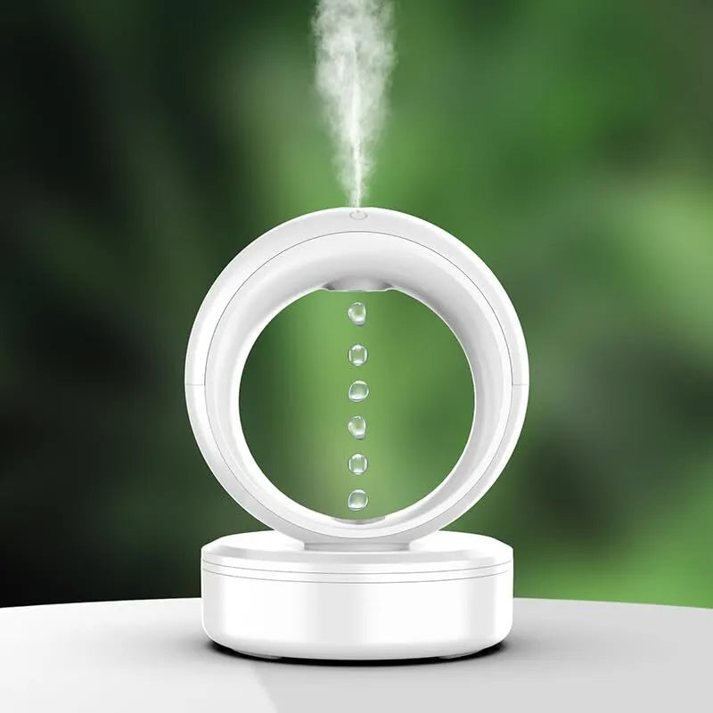 Anti-Gravity Humidifier for Bedroom (680ml), Quiet Ultrasonic Cool Mist Humidifier with Auto Shut-Off and LED Night Light, White