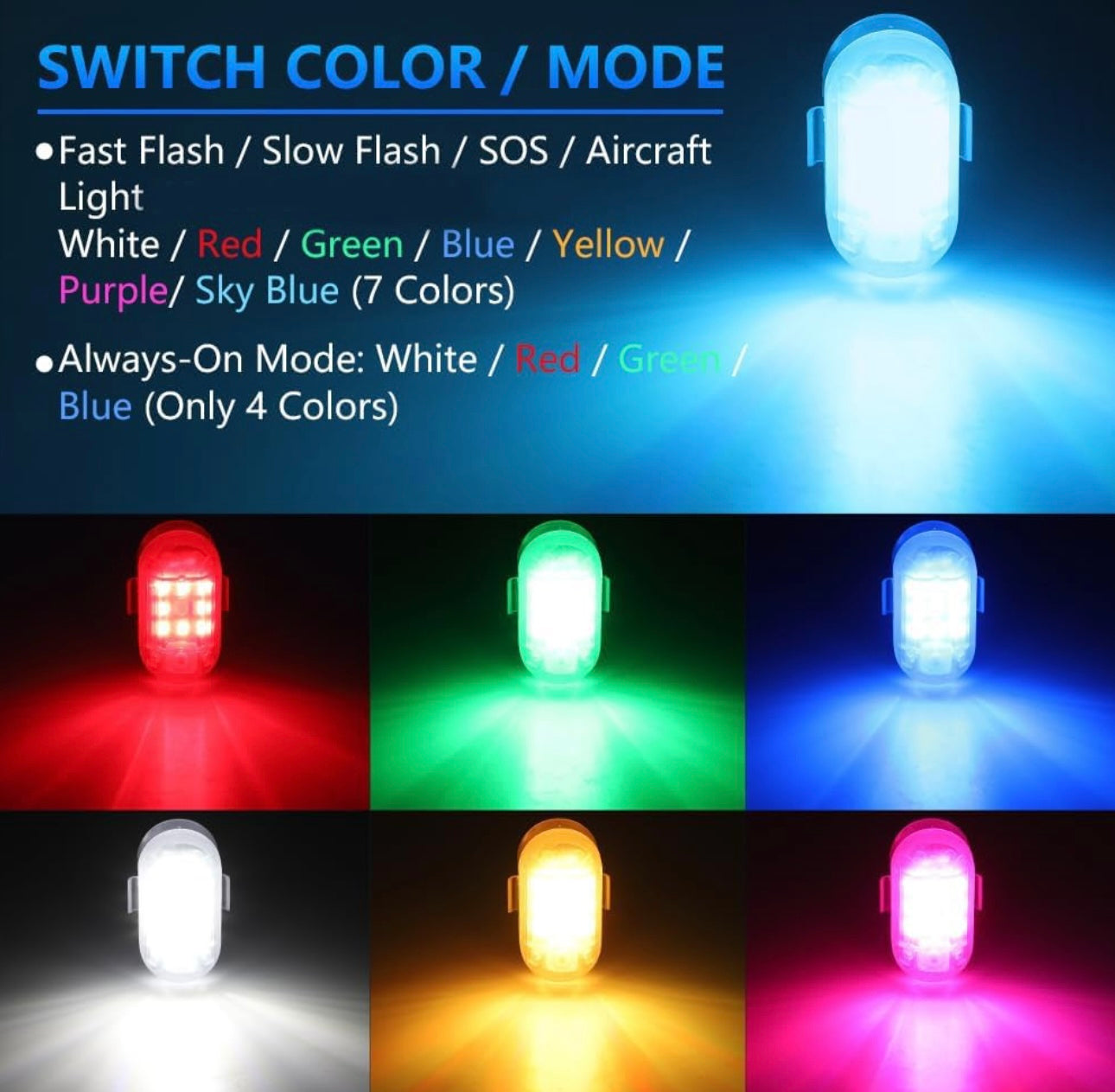 Car Remote Control Flashlight, High Brightness Wireless LED Flashlight, 7-Color LED