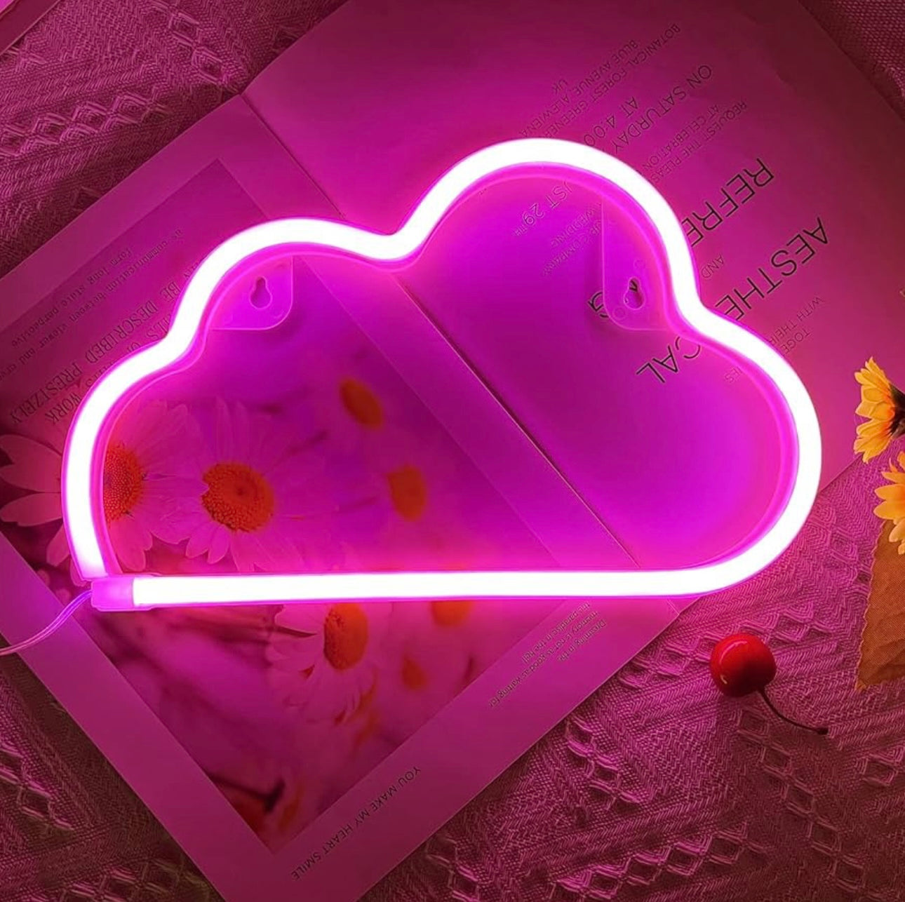 Cloud Neon Signs, LED Cloud Neon Light for Wall Decor, Battery or USB Powered Cloud Sign Shaped Decoration Wall Lights for Bedroom Aesthetic Teen Girl Kid Room Christmas Birthday Wedding Party