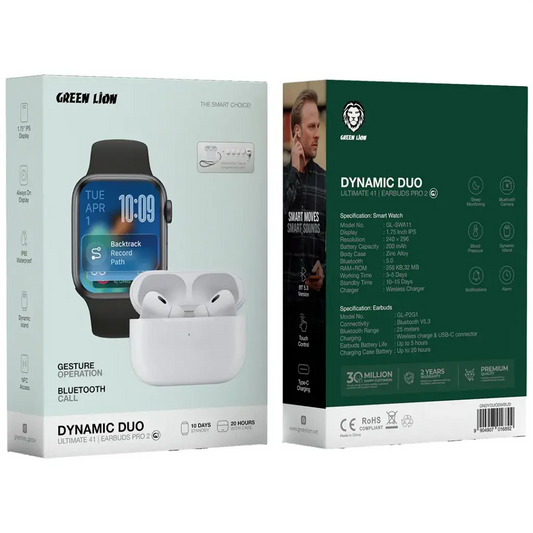 Green Lion Dynamic Duo 41mm Smart Watch & Earbuds Pro 2