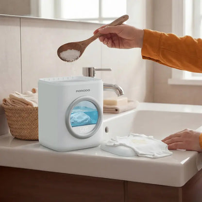 Porodo Lifestyle Launder 1.7L Portable Mini Washing Machine with Advanced Sterilization Cleaning - White