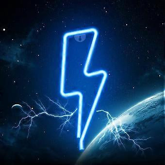 Coloody Neon Light Lightning Bolt Led Neon Sign Wall Light Battery and USB Operated Neon Lights-Blue Lightning