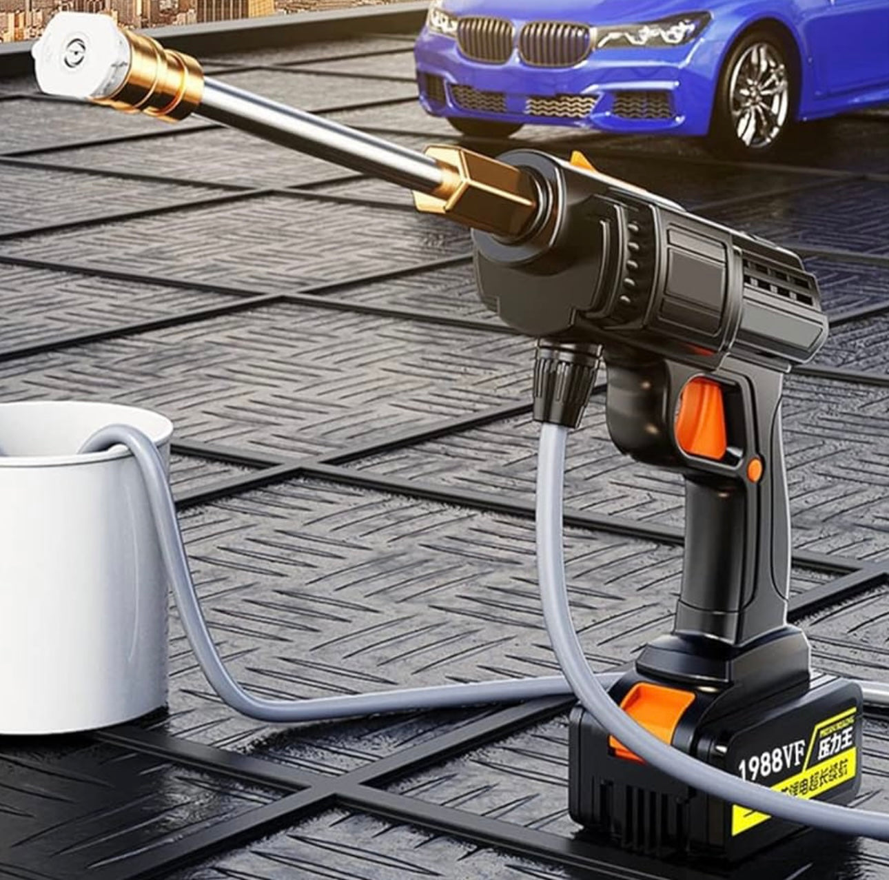 Cordless Pressure Washer Gun, 300W Wireless High-Pressure Car Washing Gun with 30Bar Pressure, 20000mAh Battery, 40-Minute Runtime, and Foam Sprayer (24V)