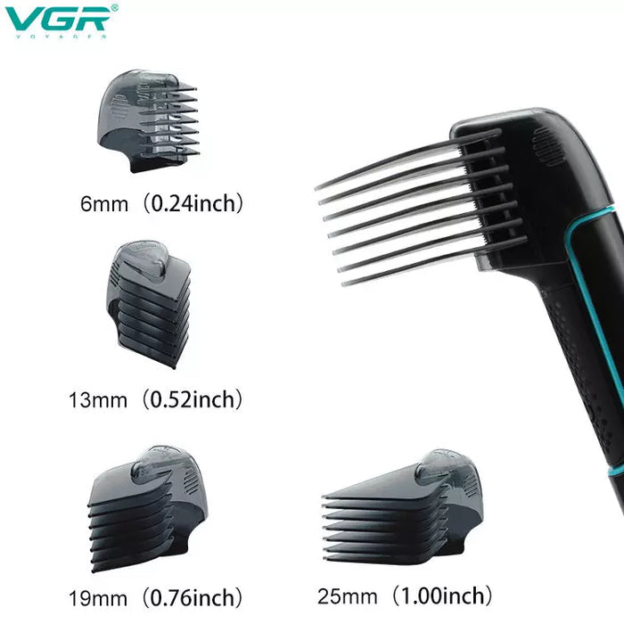 VGR V-602 Professional Body Hair Trimmer with Built-in Light & Extendable Handle, Fully Waterproof, 120-Minute Runtime, 6 Length Settings (Black)