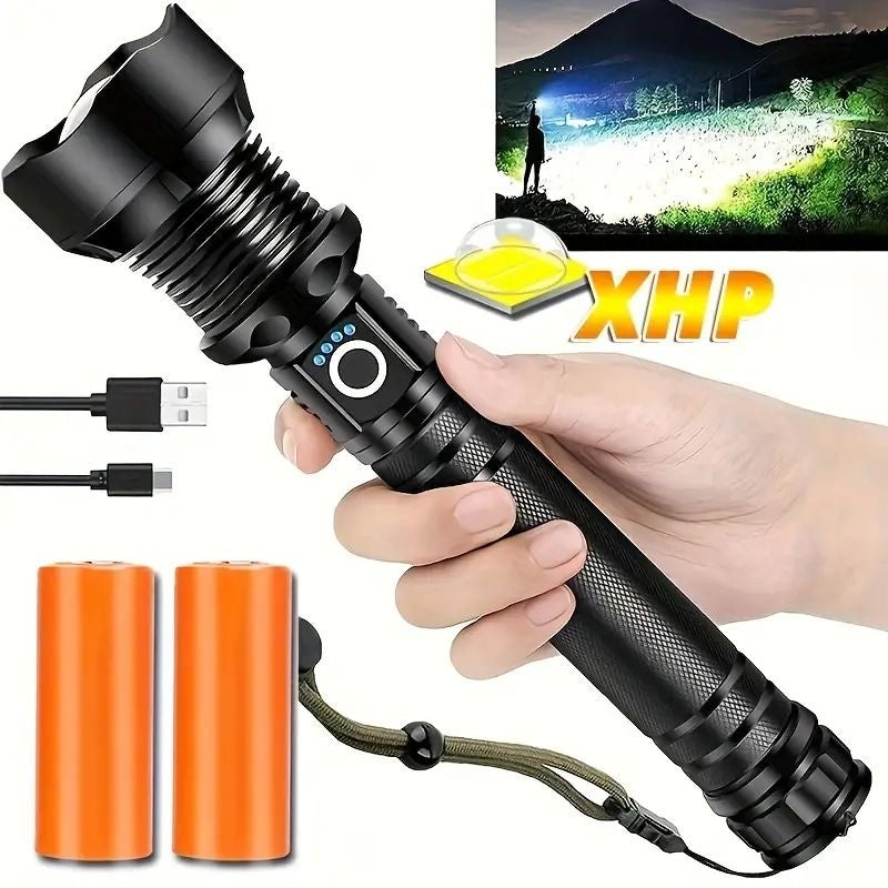 Super Bright LED Flashlight Tactical Zoom P90 P50 Rechargeable Battery Torch New