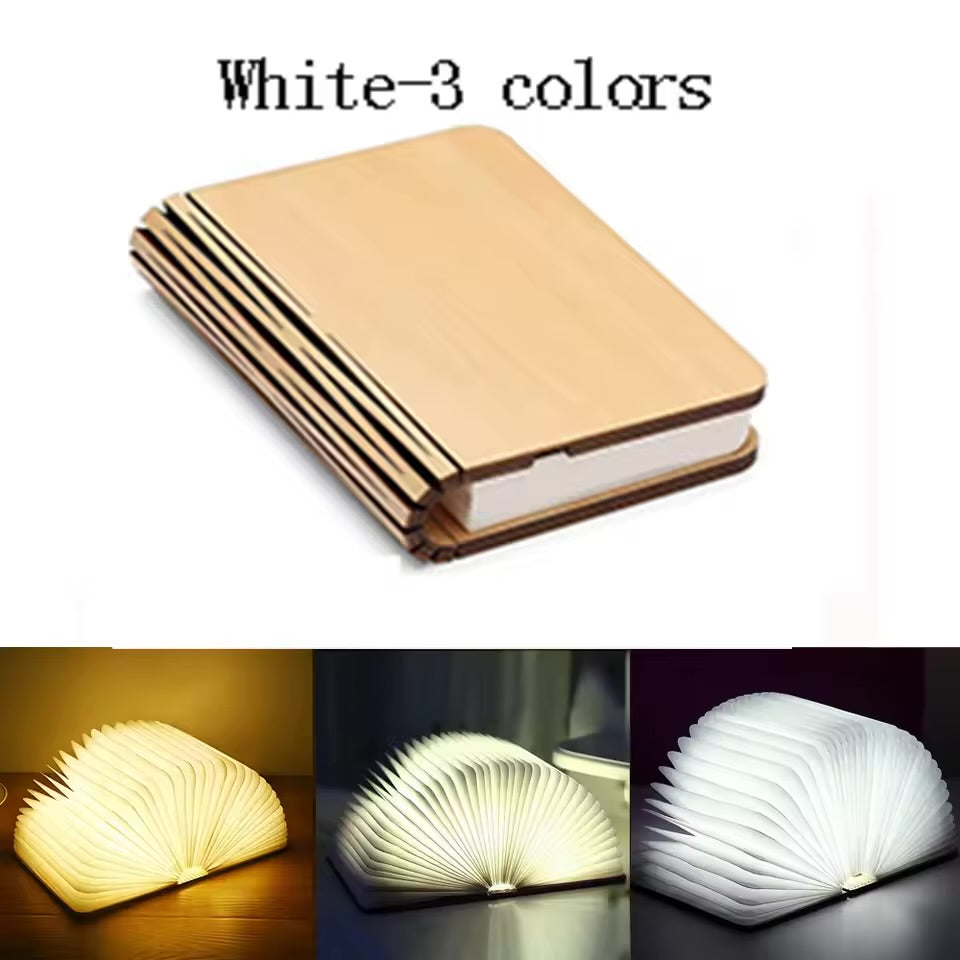 3D Book Light LED Night Light Folding Exquisite Gift USB Recharge Wooden Decor Bedroom Desk Table Lamp