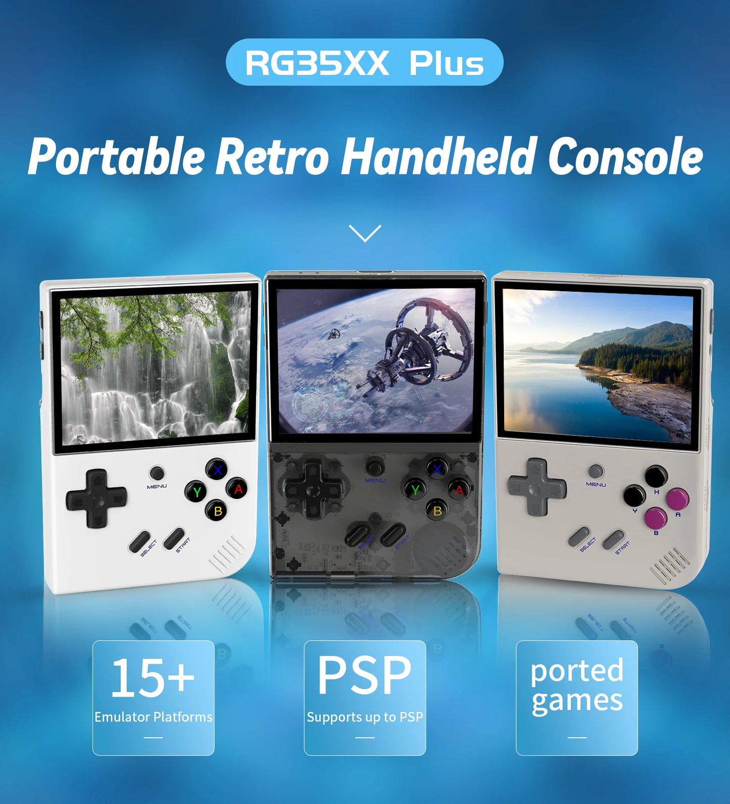 Anbernic RG35XX Handheld Game Console - Retro Gaming Console with 3.5-Inch IPS Screen, 64GB TF Card, 5474 Classic Games, 2100mAh Battery, Supports Linux and Garlic Dual System, HDMI and TV Output