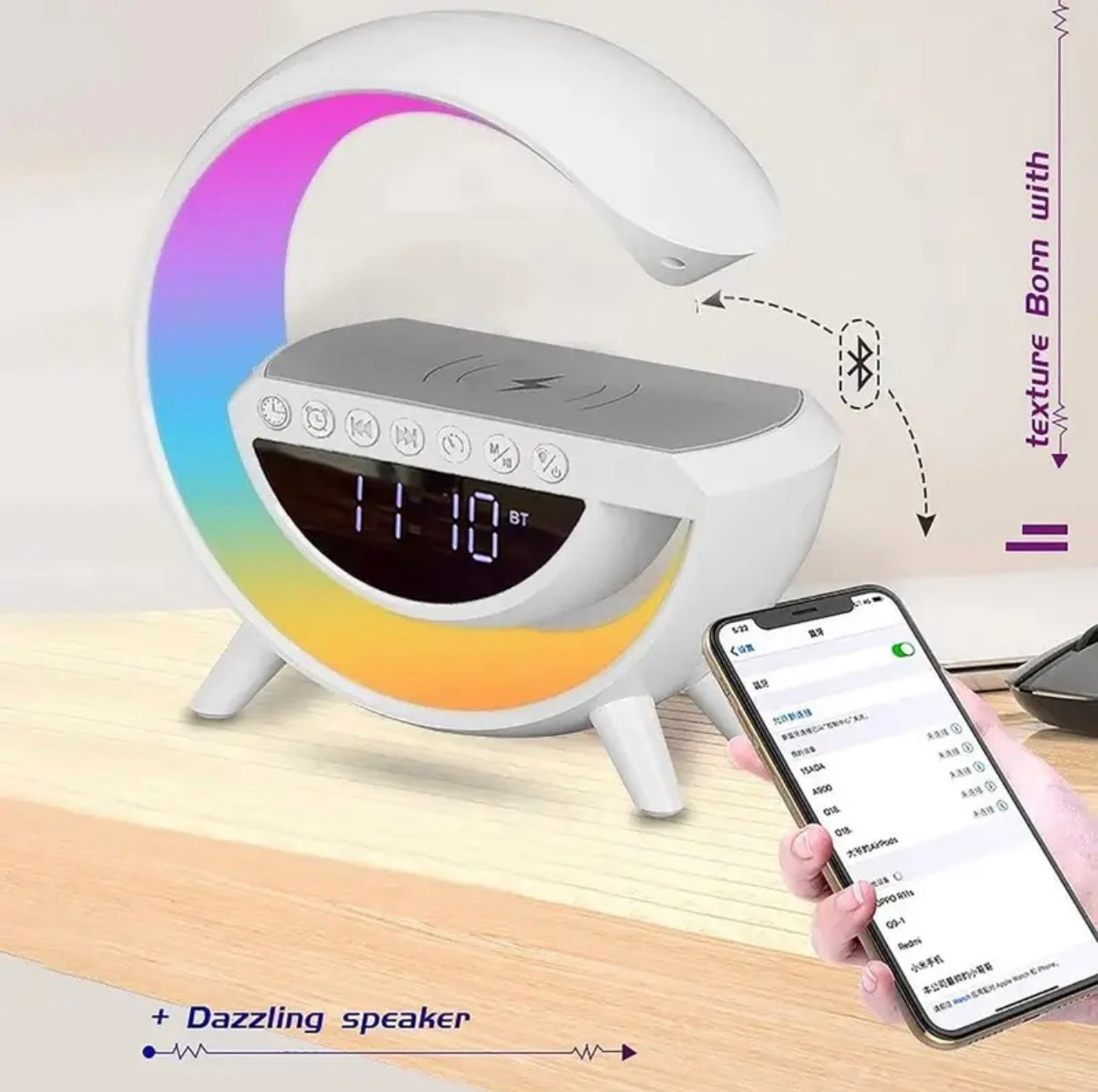 BT-3401 LED Wireless Phone Charger Bluetooth Speaker