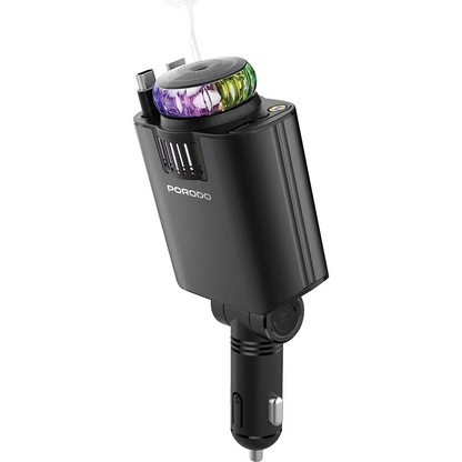Porodo Aromaglow 120W Fast Car Charger with Aromatherapy Diffuser - Black