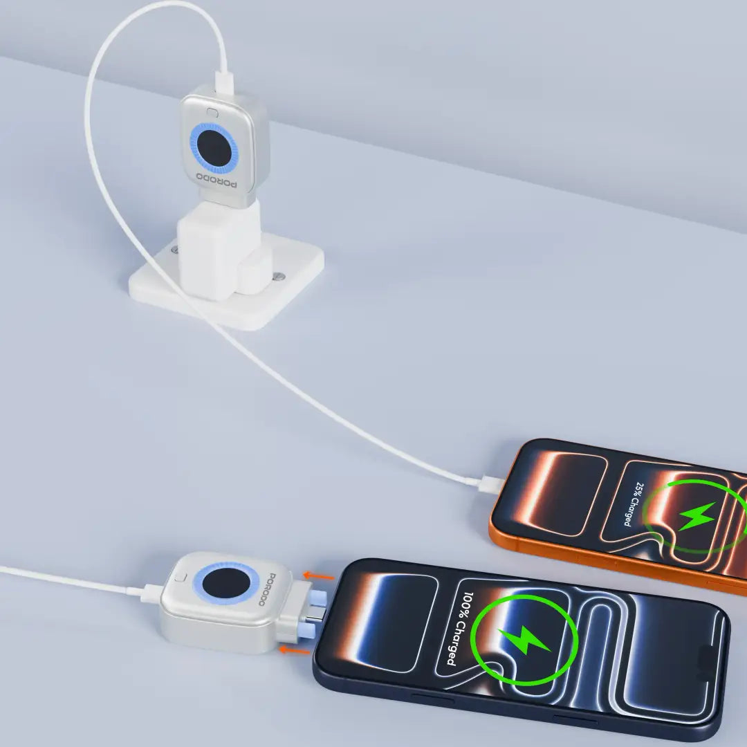 Porodo Auto Release Smart Auto-Cutoff Charging Adapter - Silver
