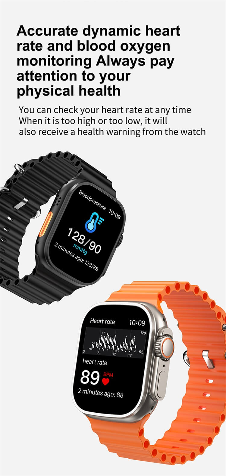 MVP-120 7 in 1 Ultra Package 4 Straps,49mm Sport Fitness Watch with Protective Case ,Earphone,Wireless charger