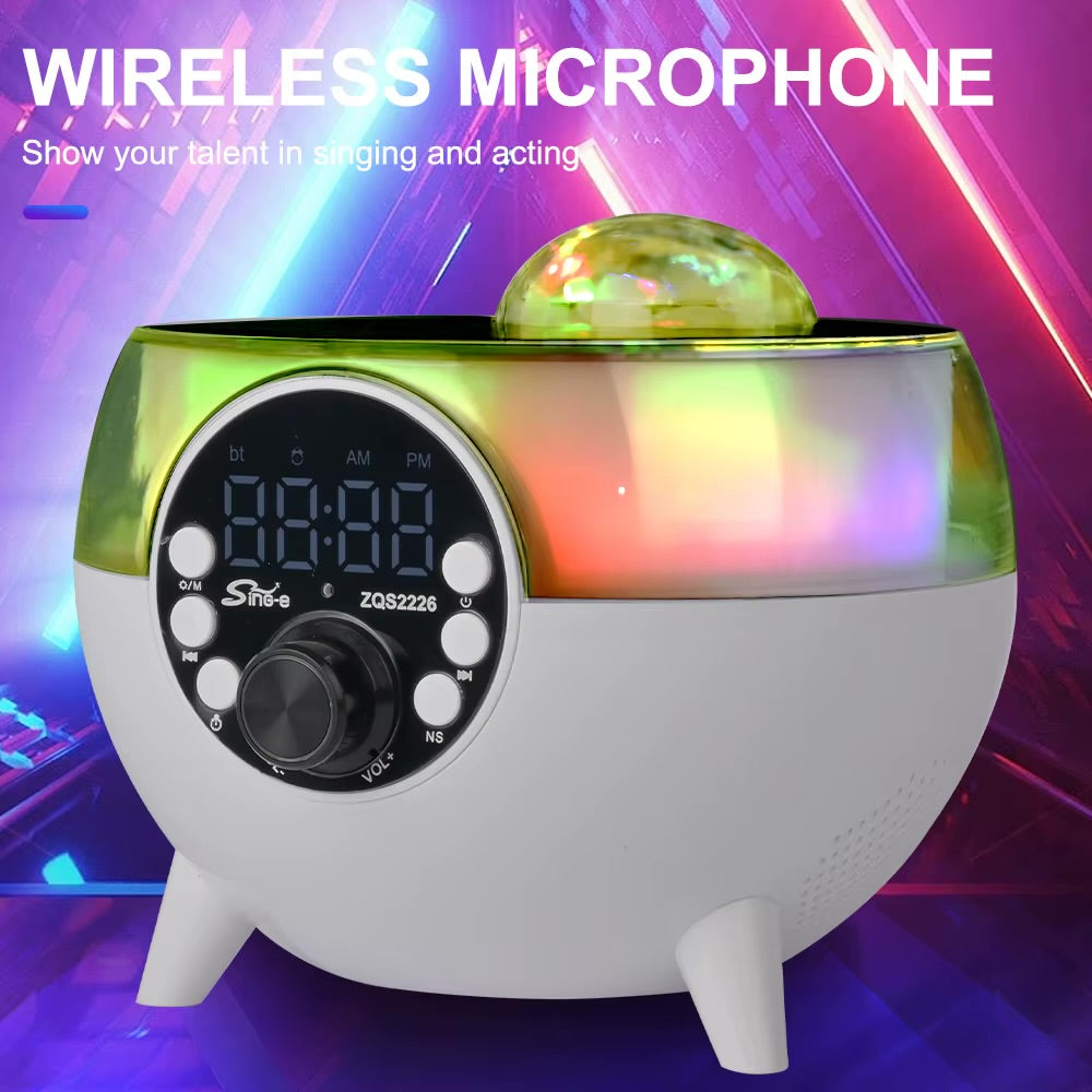 SING-E ZQS2226 Mini LED Projection Lamp New Starry Sky Dream Star Moon Lamp with Bluetooth Speaker+Clock