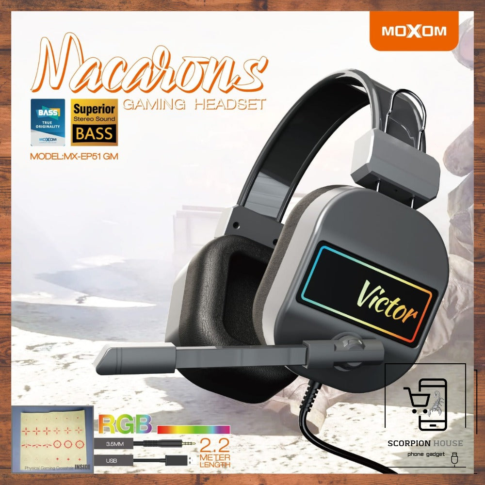 Moxom MX-EP51, Wired Game Headphone 3D Surround Sound - Black