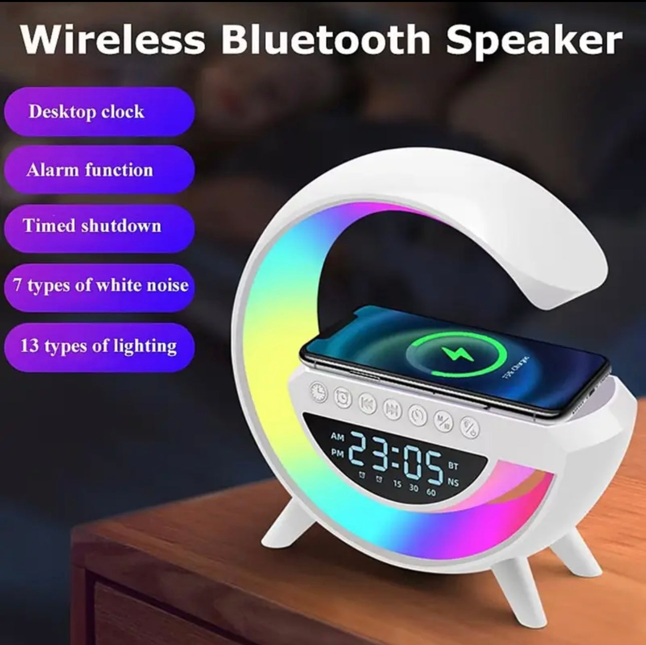 BT-3401 LED Wireless Phone Charger Bluetooth Speaker