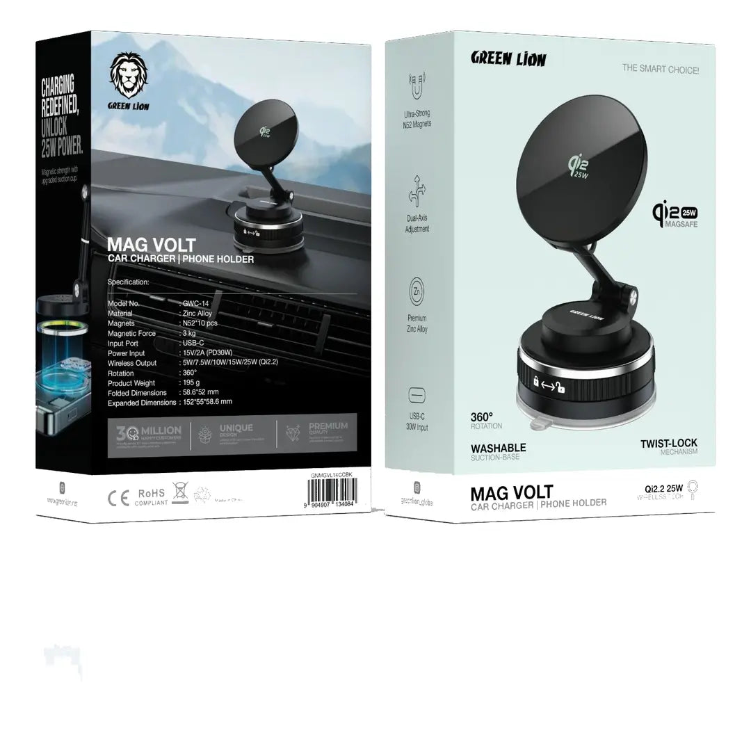 Green Lion Mag Volt Car charger and Phone holder