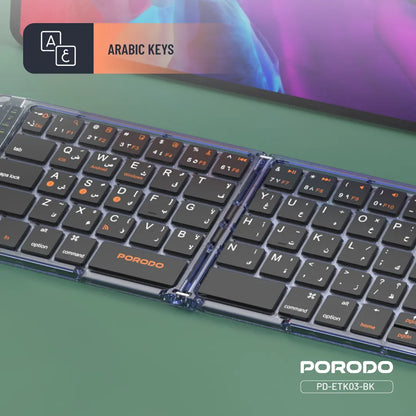 Porodo Crystal Shell Wireless FoldableKeyboard