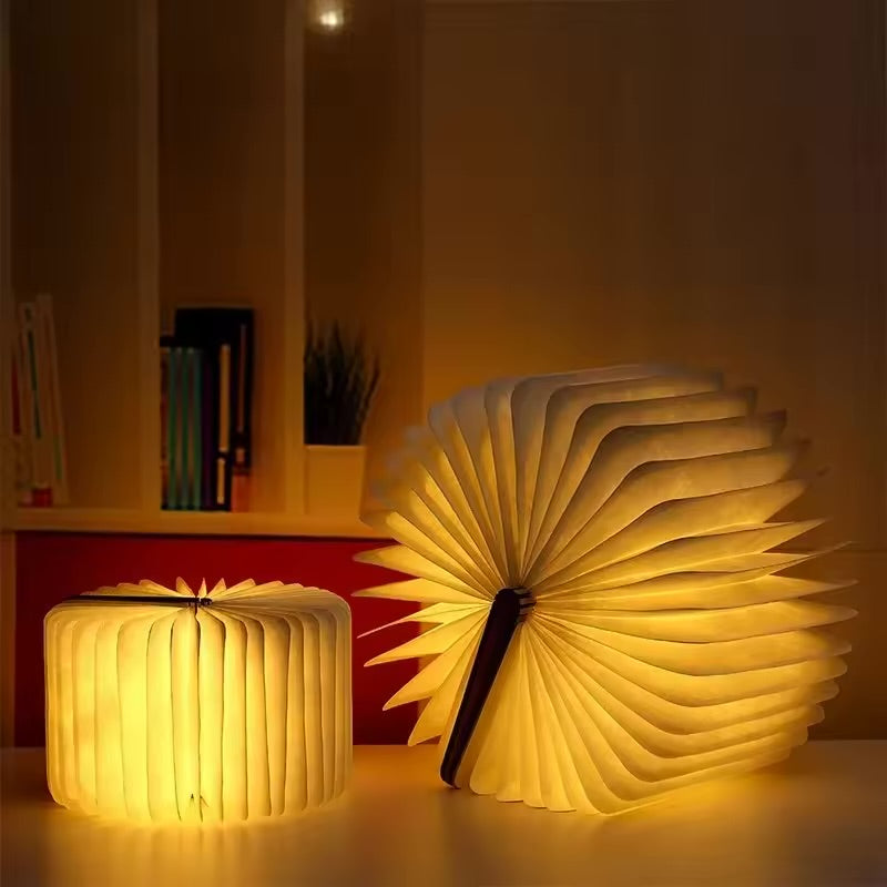 3D Book Light LED Night Light Folding Exquisite Gift USB Recharge Wooden Decor Bedroom Desk Table Lamp