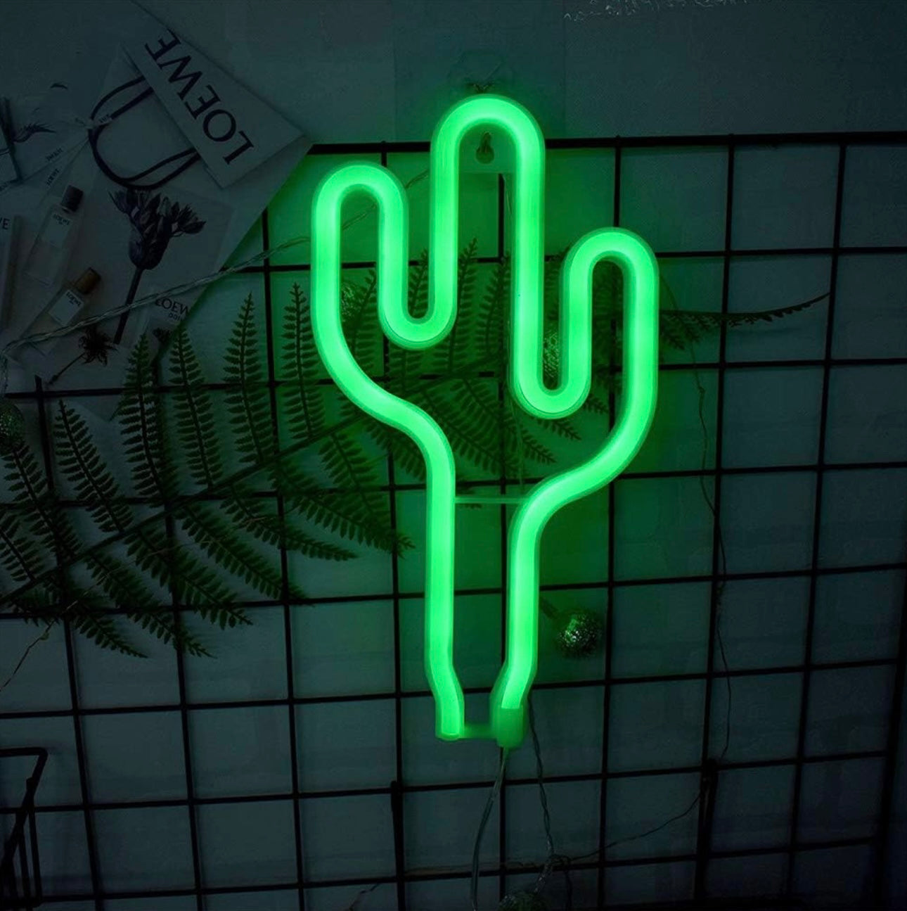 LED Green Cactus Neon Sign Wall Decor USB or Battery Operated Neon Night Lights Lamps Art Decor Wall Decoration Table Lights Decorative for Home Living Room Wedding Birthday Christmas Party