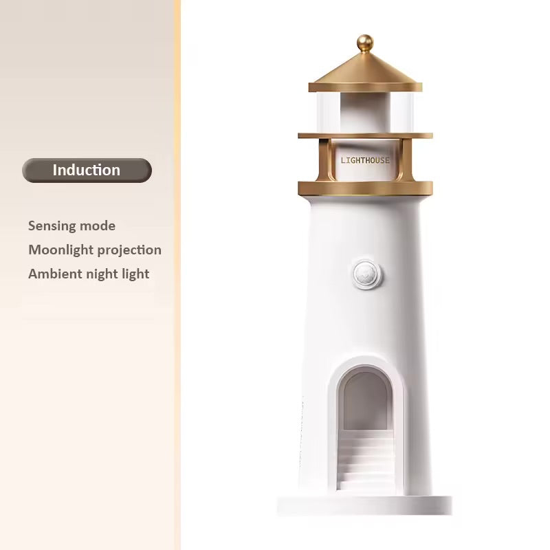 Lighthouse Ambient Lights Moon Projection Lamp Motion Sensor Night Light Dimmable Bluetooth Music Magnetic Creative Camping Lamp