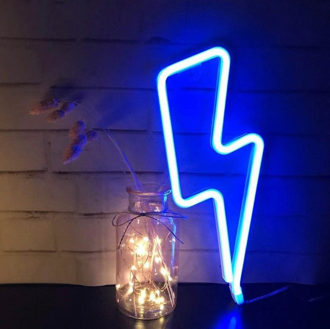 Coloody Neon Light Lightning Bolt Led Neon Sign Wall Light Battery and USB Operated Neon Lights-Blue Lightning