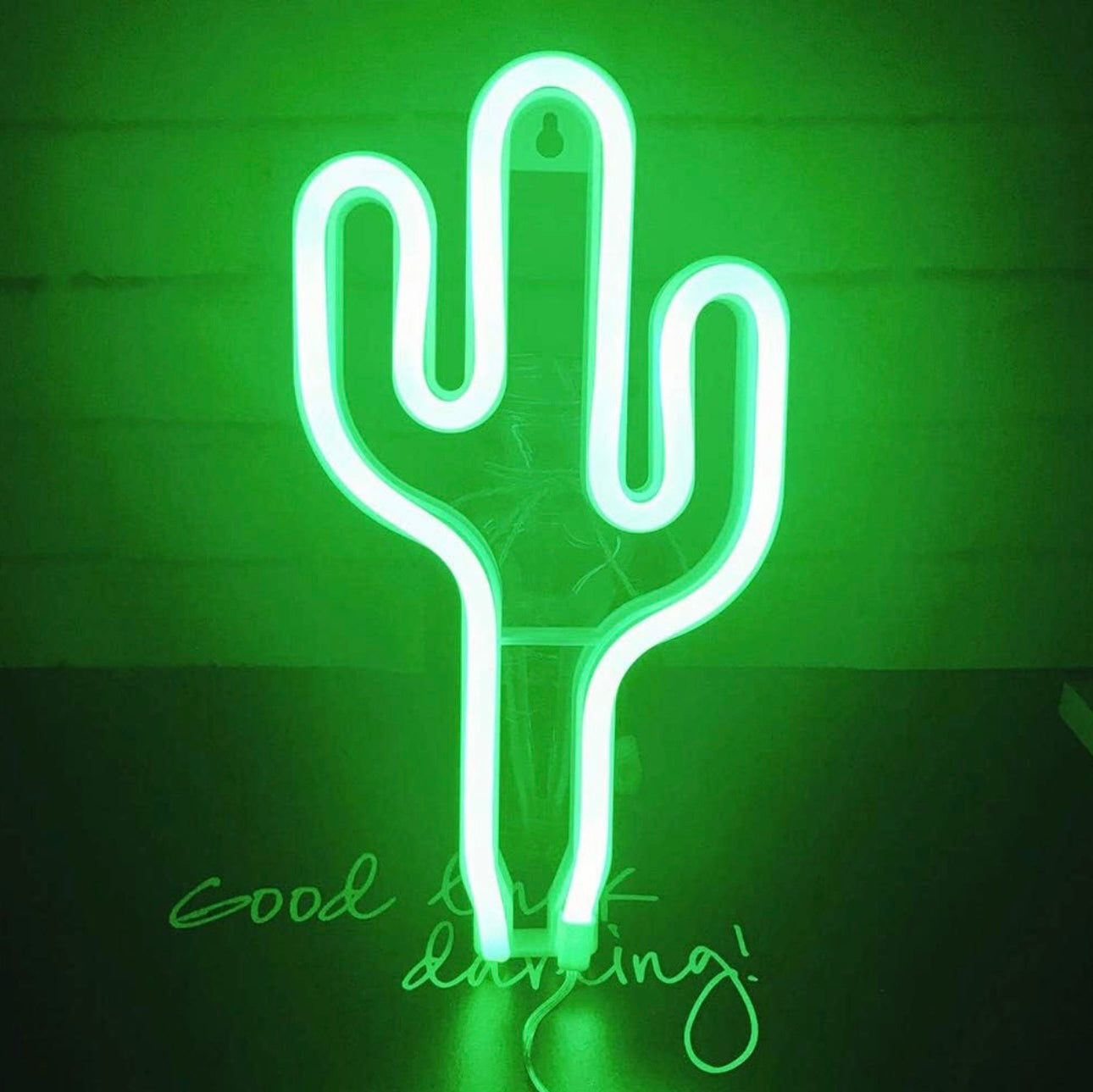 LED Green Cactus Neon Sign Wall Decor USB or Battery Operated Neon Night Lights Lamps Art Decor Wall Decoration Table Lights Decorative for Home Living Room Wedding Birthday Christmas Party