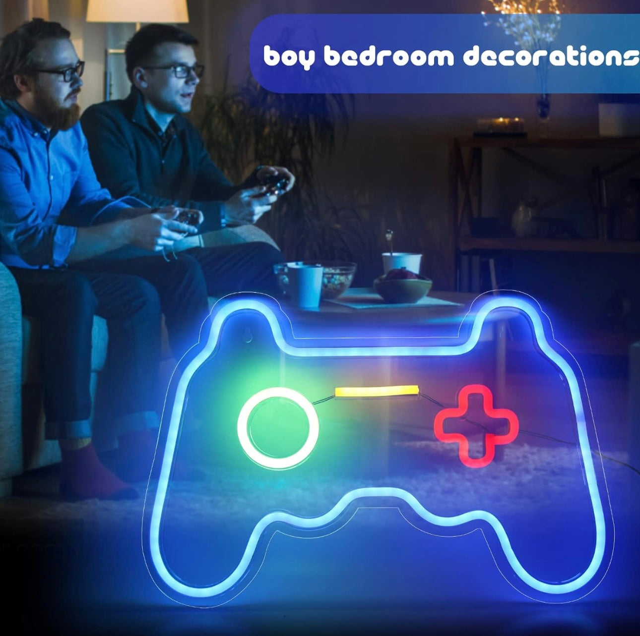 Game Led Signs Neon Gaming Lights for Gamer Room Decor,Light Up Gamepad Neon Signs Gifts for Teen Boy Room Bedroom Wall Decorations,16 x 11 Inch