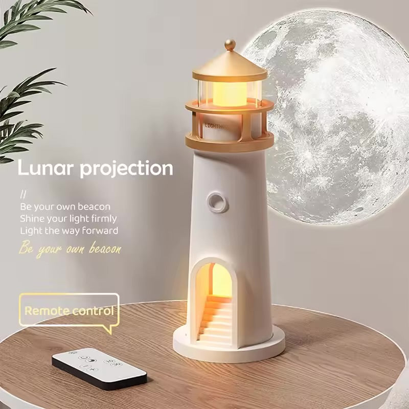 Lighthouse Ambient Lights Moon Projection Lamp Motion Sensor Night Light Dimmable Bluetooth Music Magnetic Creative Camping Lamp