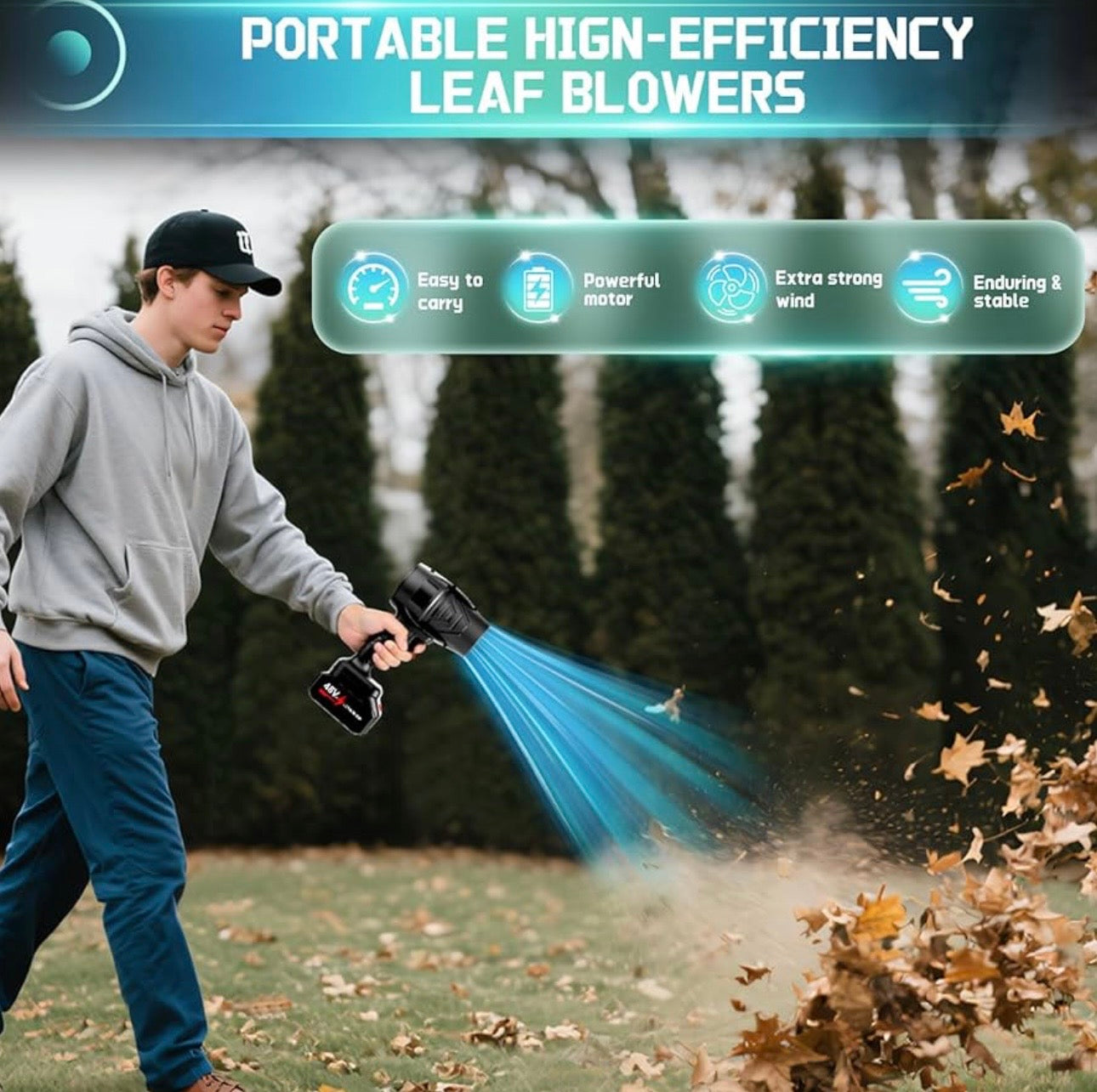 Stepless Speed Blower, Electric Air Duster, Portable and Compact, Powerful Motor,Material, for Blowing, Drying, Dust Blowing, Snow Blowing, Yard Cleaning