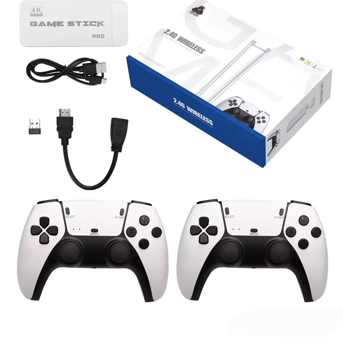 M15 Game Stick 4K Console 64GB with Dual 2.4G Wireless Controllers – 20000 Games