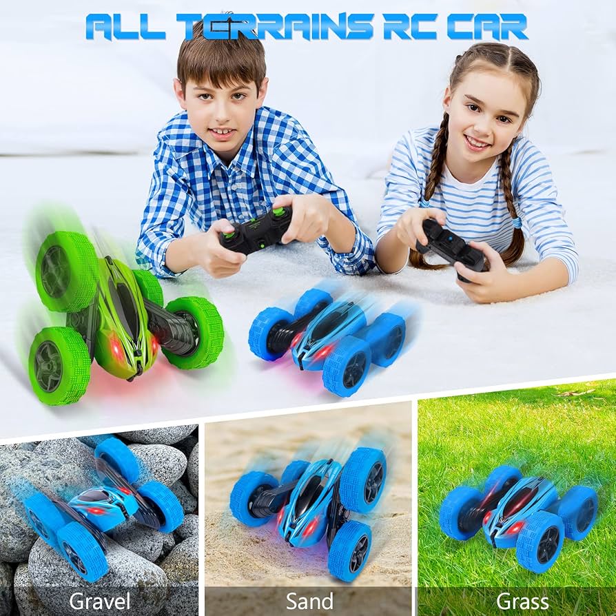 Remote Control Cars for Kids - 4WD RC Stunt Car Toys with Double-Sided Driving, 360° Flips, and Off-Road Capability