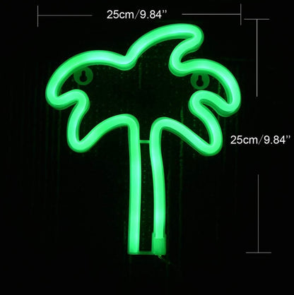 Palm Tree Shaped Neon Night Light Green Neon Signs USB & Battery Powered Hanging Wedding Sign Novelty Wall Decorative Neon Signs for Birthday Christmas Party Kids Room Living Room Bedroom