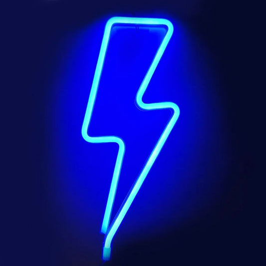 Coloody Neon Light Lightning Bolt Led Neon Sign Wall Light Battery and USB Operated Neon Lights-Blue Lightning