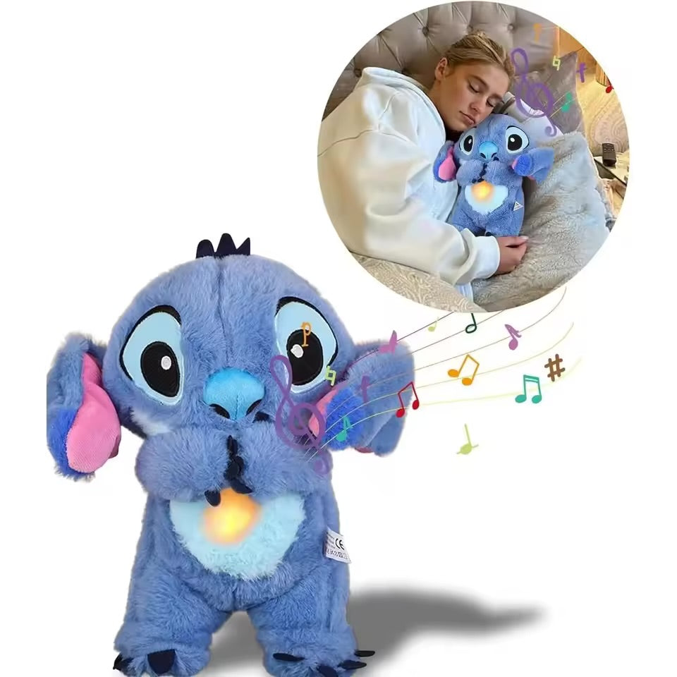 30cm Breathing Stitch Plush Doll Soothing Peluche Lilo&Stitch Kawaii Toy Anime Baby Music Light Child Sleep Model Gift Custom