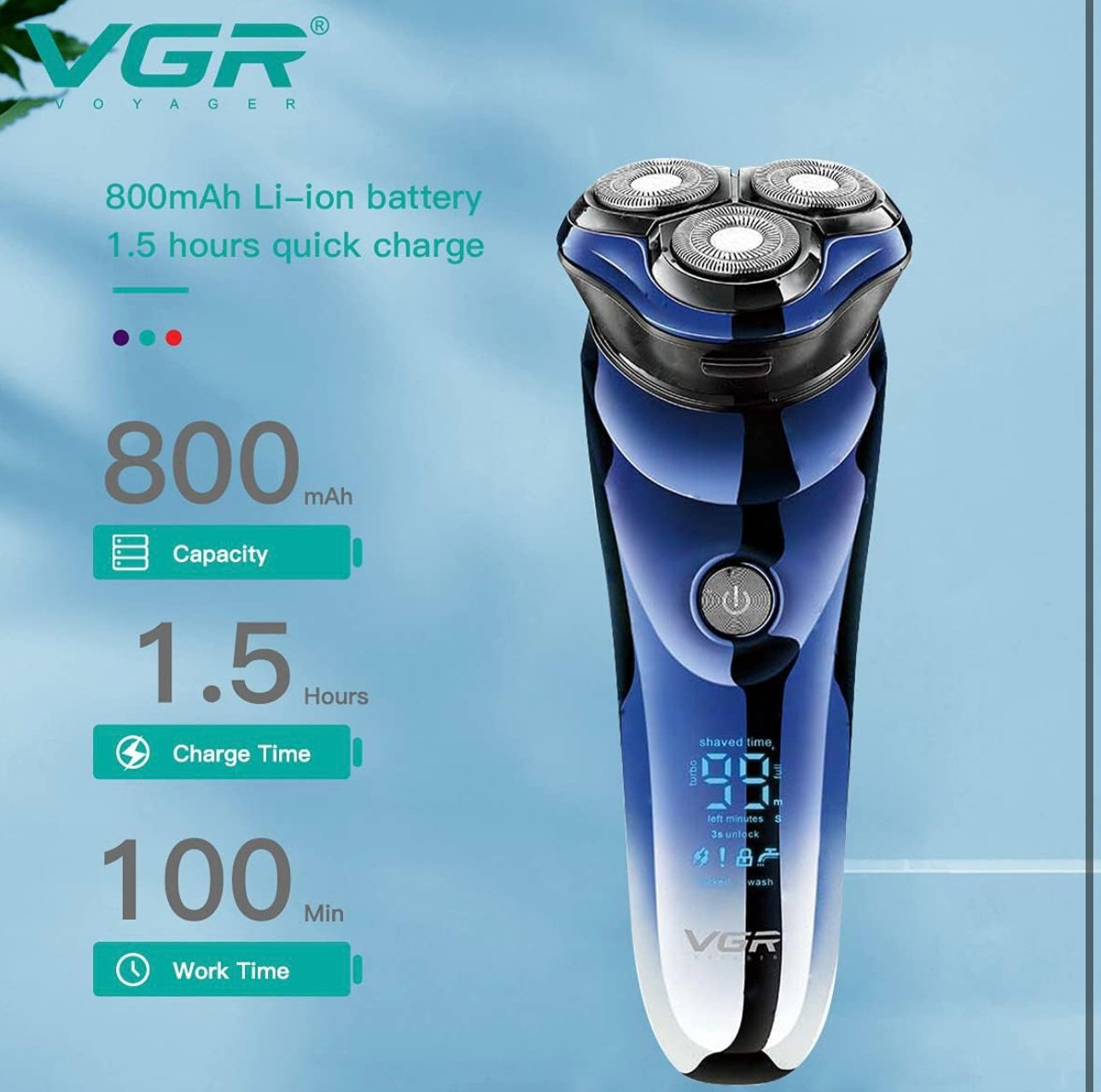 VGR Premium Cordless Rechargeable Professional Electric Ultra-Thin Shaver, Wet/Dry Razor for Face Care, Beard Trimmer with USB, Travel Shaver, Electric Razor, Electric Shaver - V-305