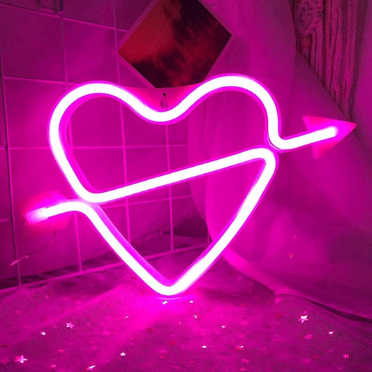 Cupid Love Heart Neon Signs for Wall Decor,USB or Battery Decor Light,Neon Light for Bedroom,Decorative LED Neon Sign for Christmas,Party,Girls Living Room (Cupid-Pink)