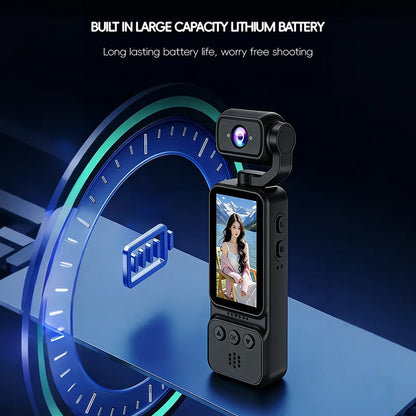 D07 Rotatable Lens Action Camera – Full HD 1080P HD WiFi Pocket Camera with Night Vision Video and Audio Recording Chest-Mounted Bike Dashcam 180-Degree Rotating Lens