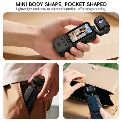 D07 Rotatable Lens Action Camera – Full HD 1080P HD WiFi Pocket Camera with Night Vision Video and Audio Recording Chest-Mounted Bike Dashcam 180-Degree Rotating Lens