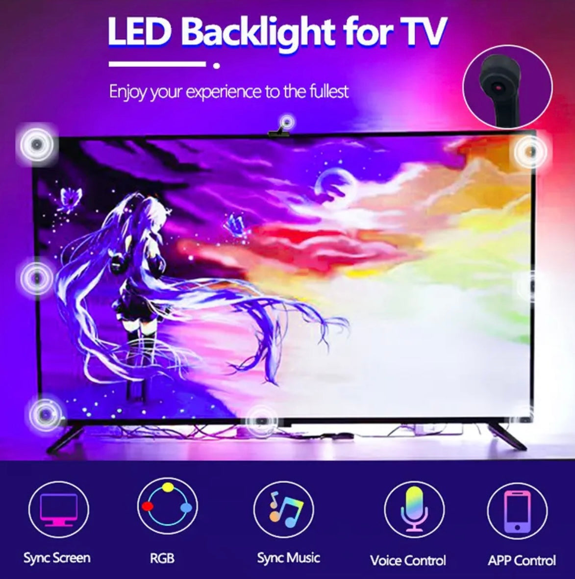 Smart TV Backlight Camera Screen Synchronization RGB LED Light Strip App Control