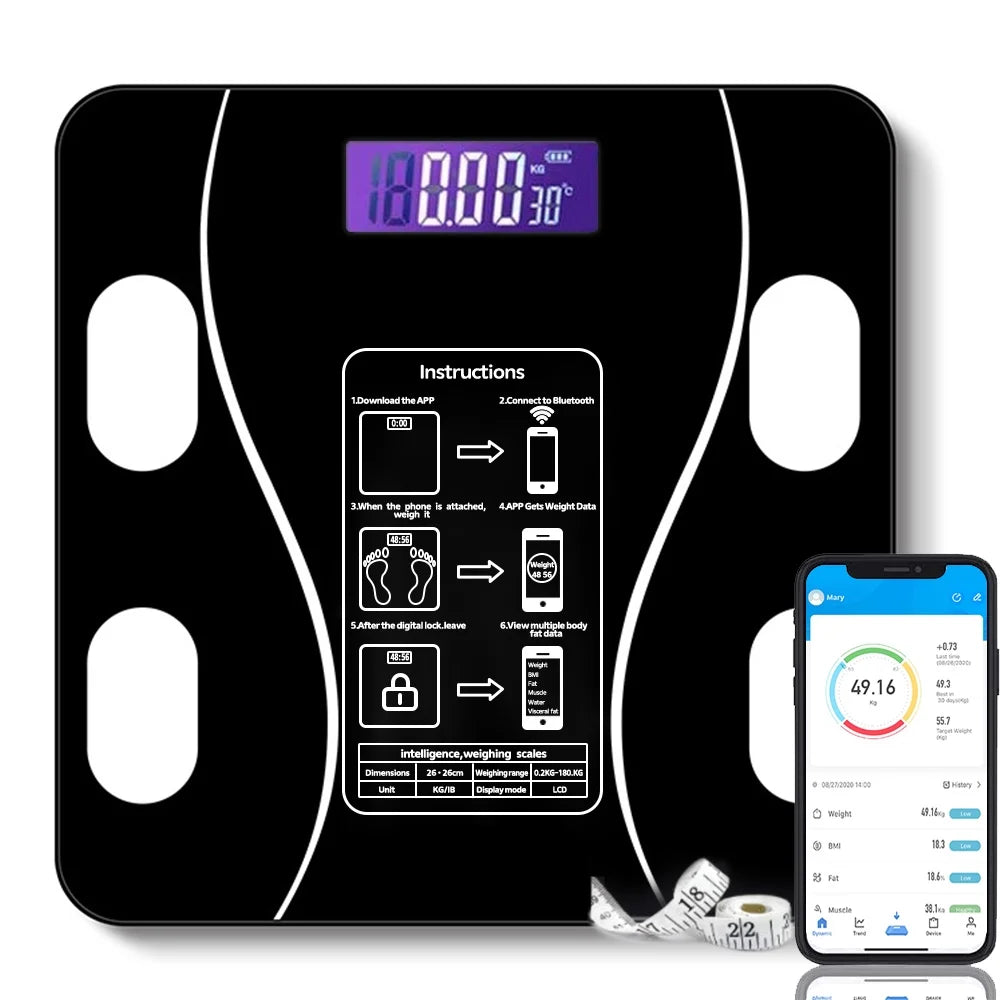 Digital Scale - Bluetooth Smart Scale Bathroom Weight Scale, Body Fat Monitor, 10 Key Composition, iOS Android APP,