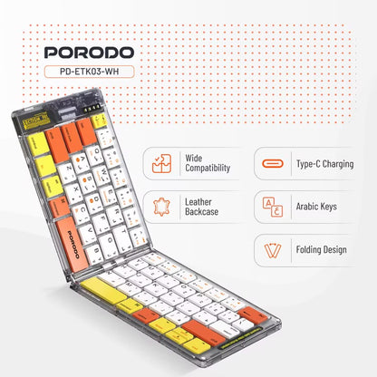 Porodo Crystal Shell Wireless FoldableKeyboard