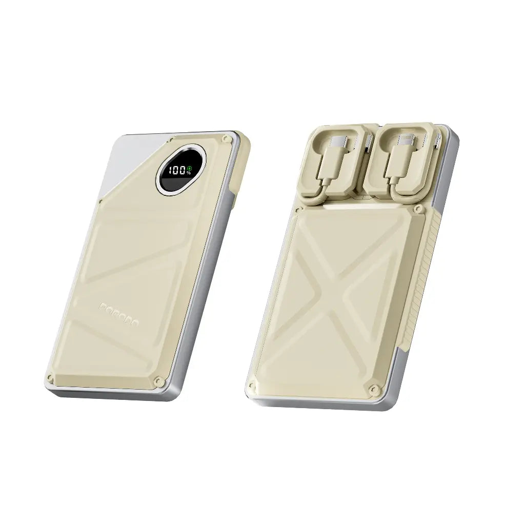 Porodo 10000mAh Power Bank with Built-In Type-C and Lightning Cables
