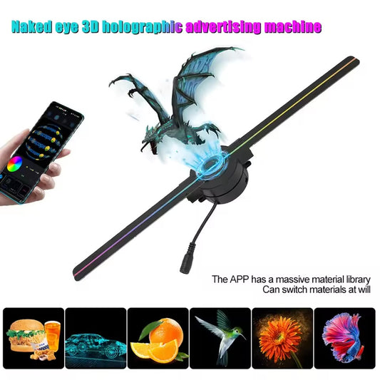 3D Holographic Fan Screen Stereoscopic Display Suspended Projection Lamp 42cm Suspended Imaging Advertising Machine