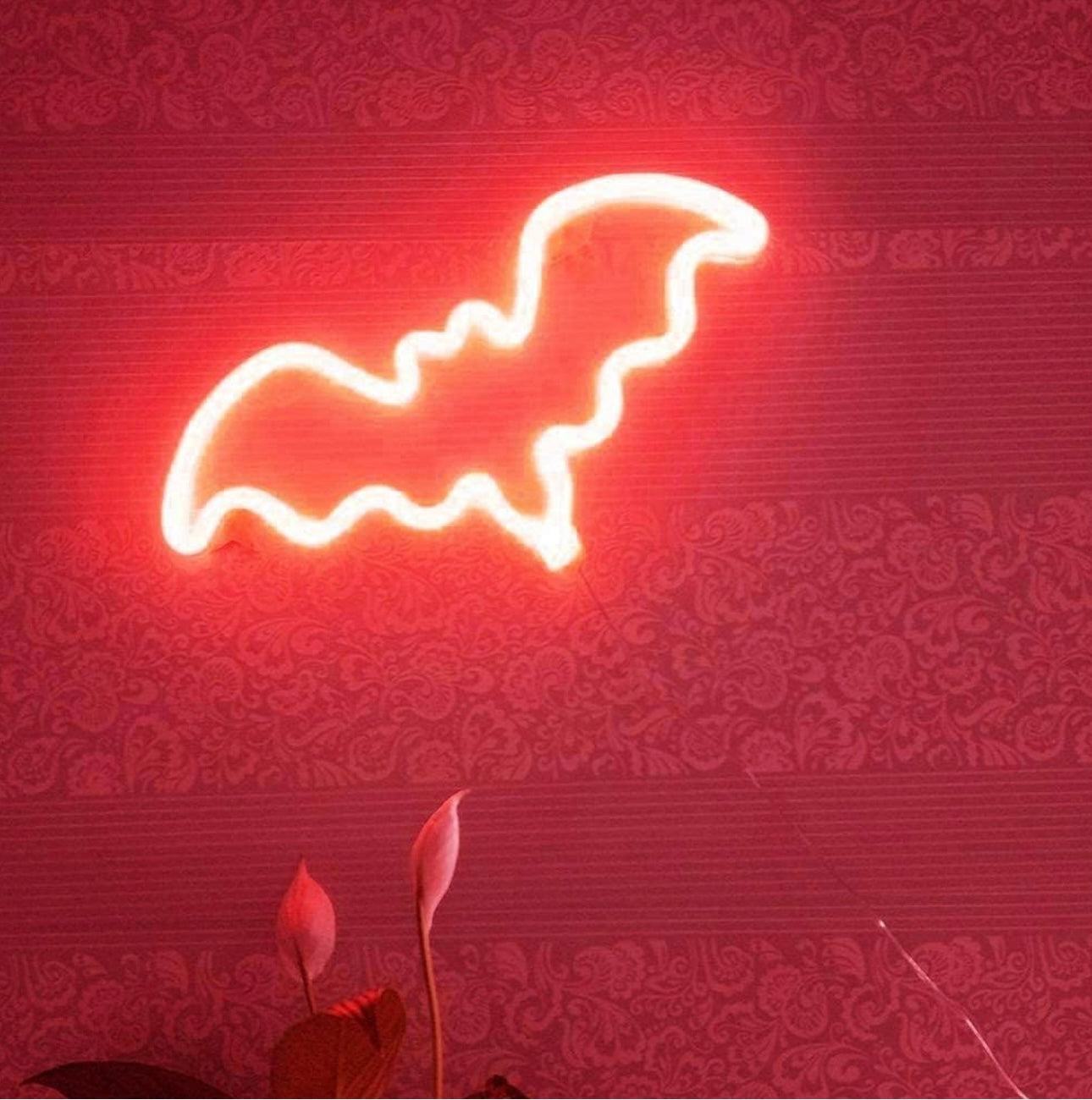 Bat Neon Sign,USB or 3-AA Battery Powered Neon Light,LED Table Decoration,Bedroom Wall Decoration,Birthday Gift,Wedding Supplies Business Gift(Pink,Red)