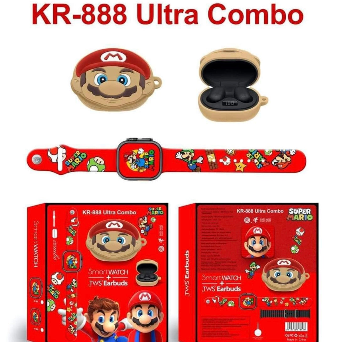 3 IN 1 Kids Combo KR-888 Smartwatch+Earbuds+Charger